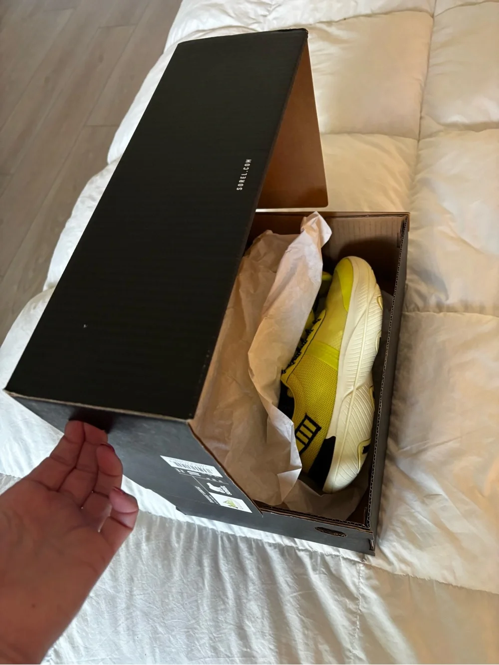 Sorel Neon Lime and Black Mesh Sneaker